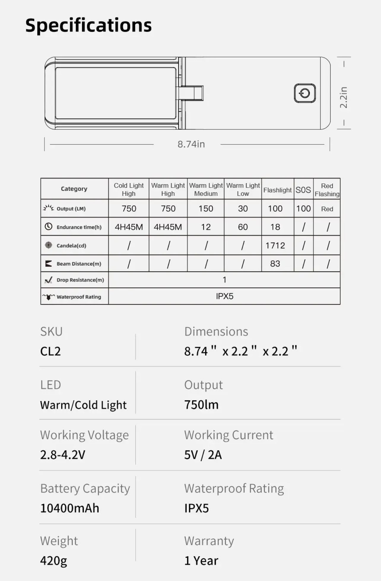 x Nature CL2 Folding Camping Light