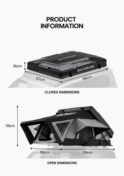 xNature Rooftop Tent PS 165 ABS Hard Shell Pop up 4x4 Off Road Car Tent for 2-3 Person Outdoor Camping
