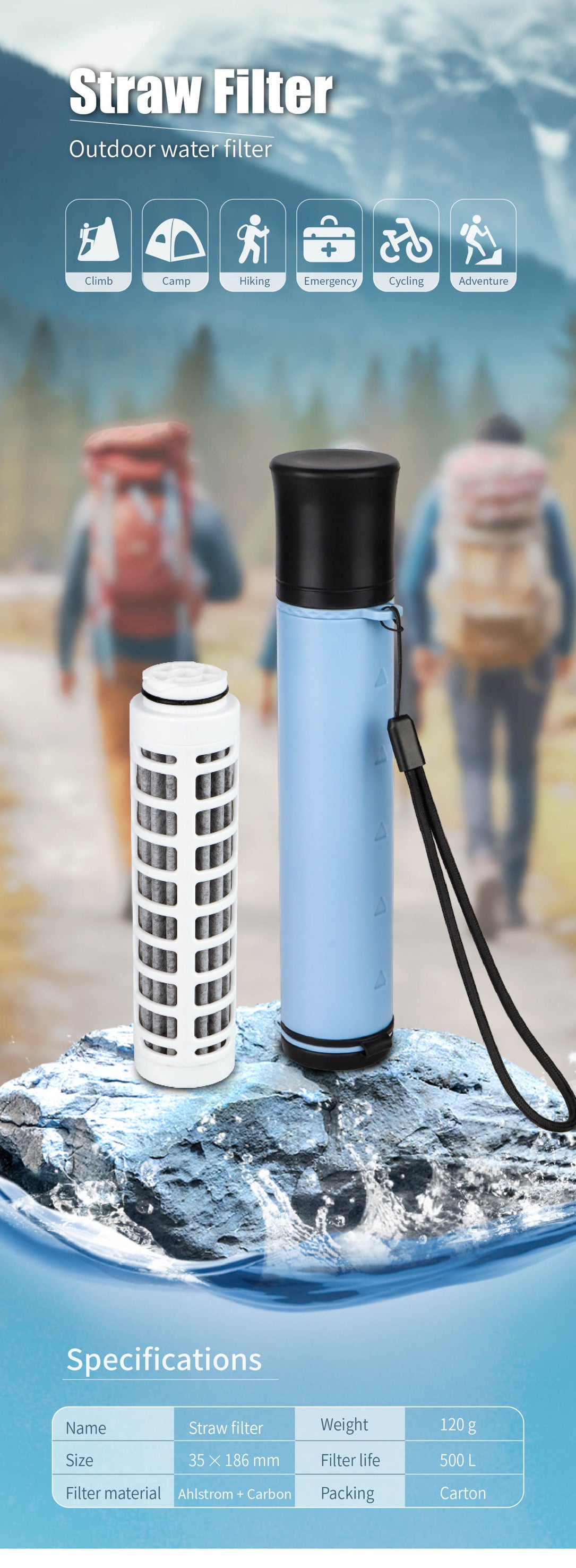 x Nature Portable Water filter Water straw