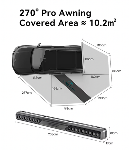 xNature 270 Degree Outdoor Tents Travel Awning Suv Car Side Roof Awning Tent Waterproof Camping Equipment Accessories